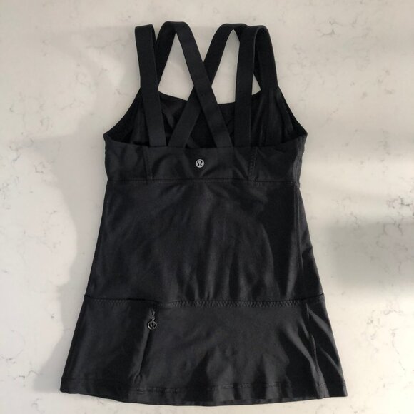 Lululemon Chaturanga Strappy Criss Cross Yoga Tank Top Luxtreme Black Sz 4 - Picture 6 of 13